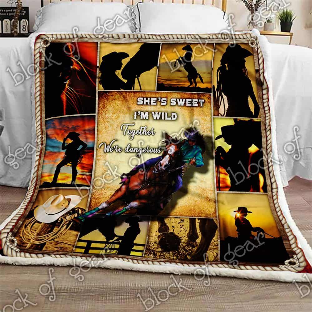 Were Dangerous Cowgirl Fleece Blanket
