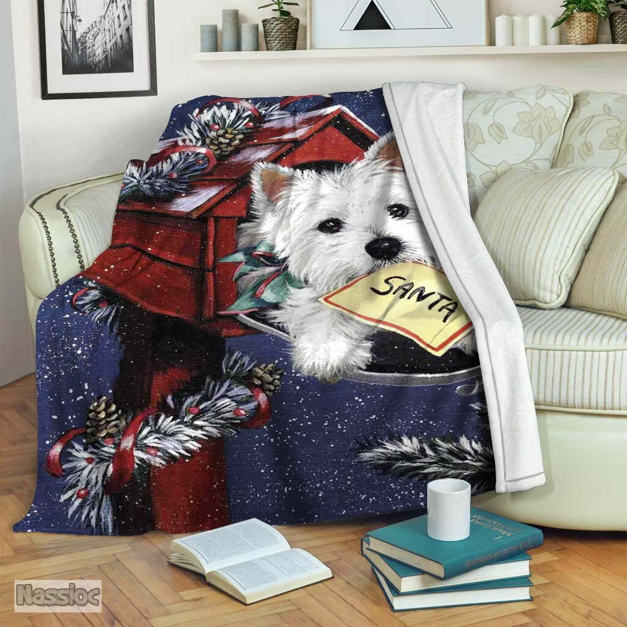 West Highland White Terrier Christmas Fleece Blanket