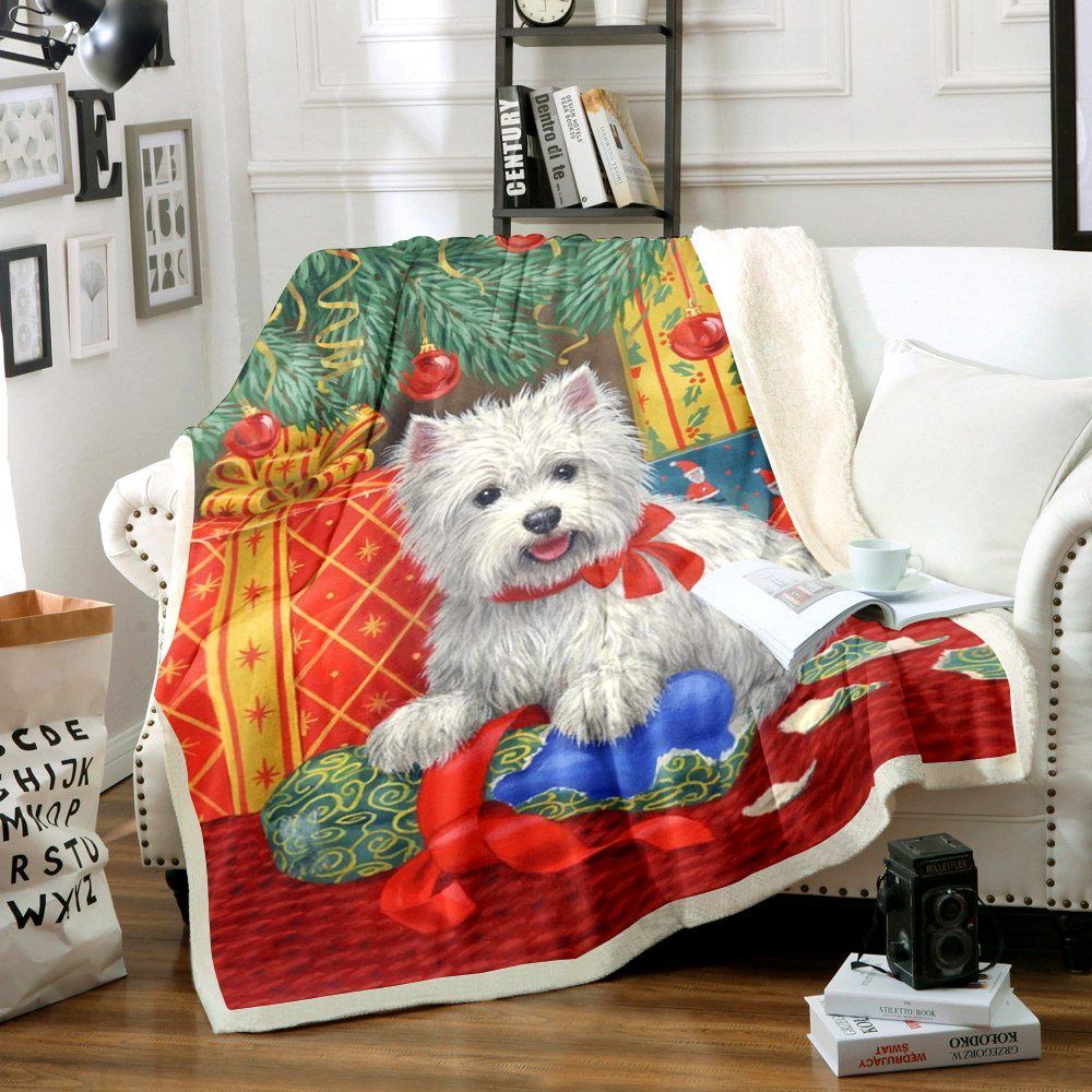 West Highland White Terrier Christmas Sherpa Fleece