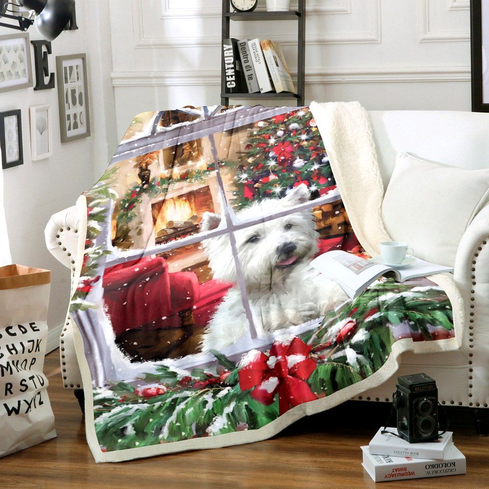 West Highland White Terrier Christmas Sherpa Fleece