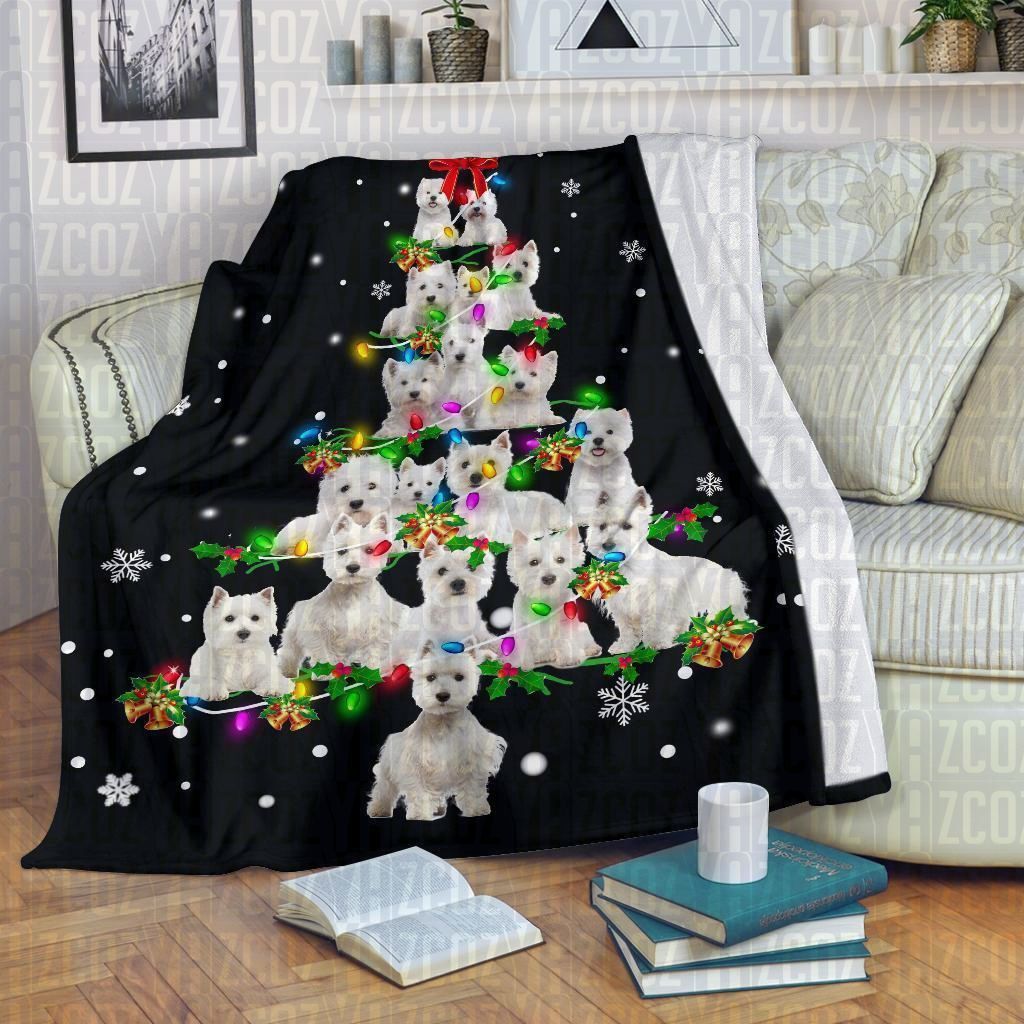 West Highland White Terrier Christmas Tree Sherpa Fleece Blanket