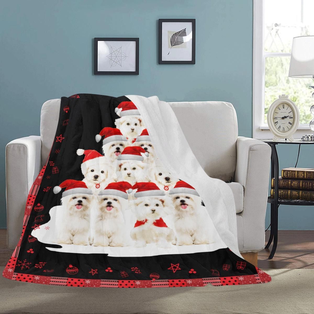 West Highland White Terrier Cute Christmas Sherpa Fleece Blanket