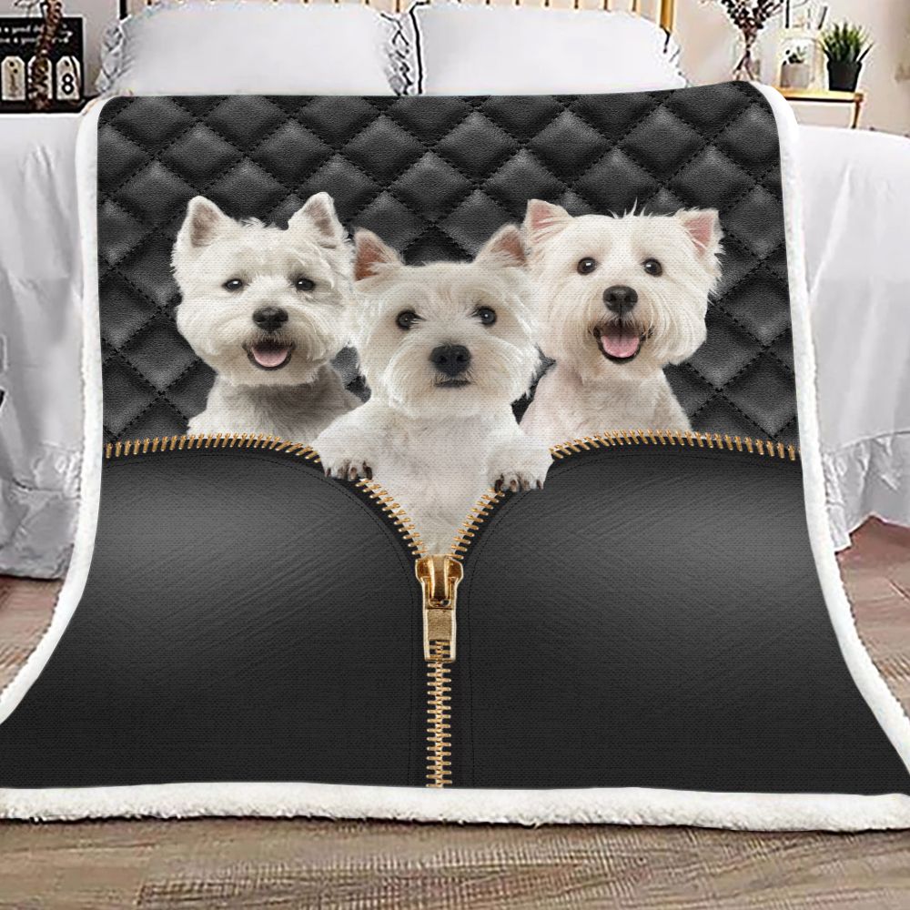 West Highland White Terrier Leather Fleece Blanket