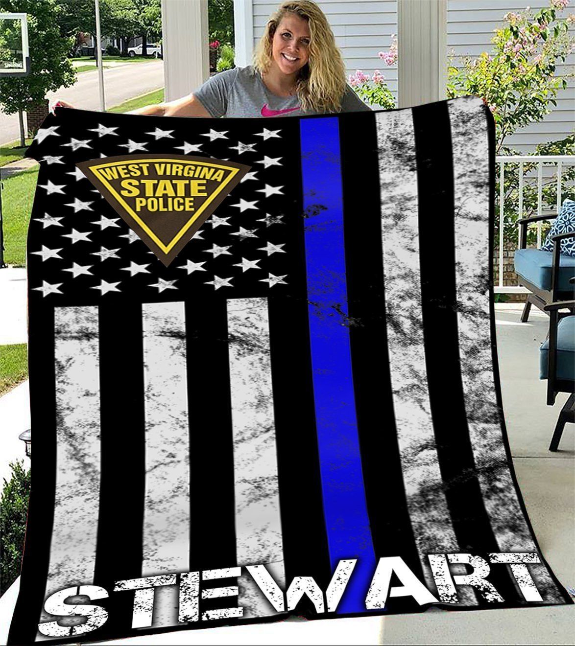 West Virginia State Police Thin Blue Line Fleece Blanket