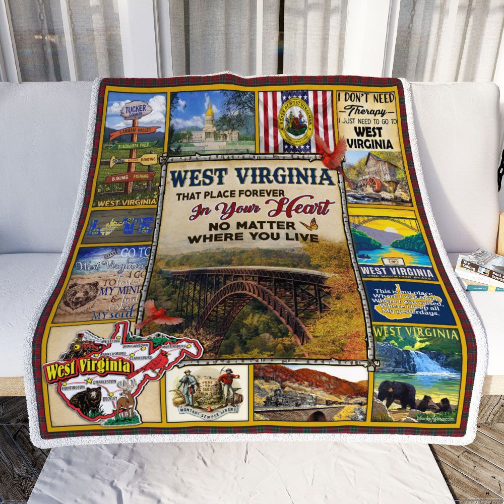 West Virginia That Place Forever In Your Heart No Matter Where You Live Sherpa Fleece Blanket