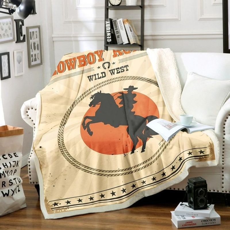 Western Cowboy Rodeo Sherpa Fleece Blanket