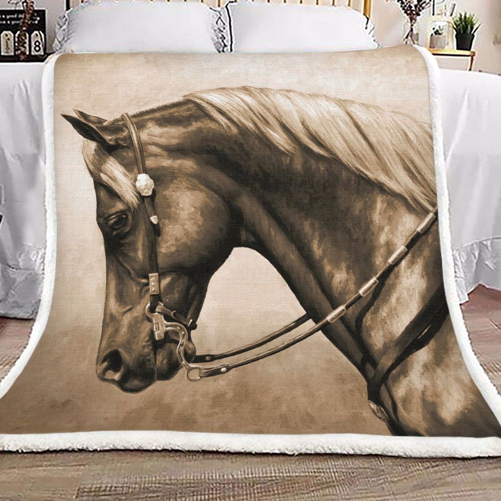 Western Horse Sherpa Fleece Blanket