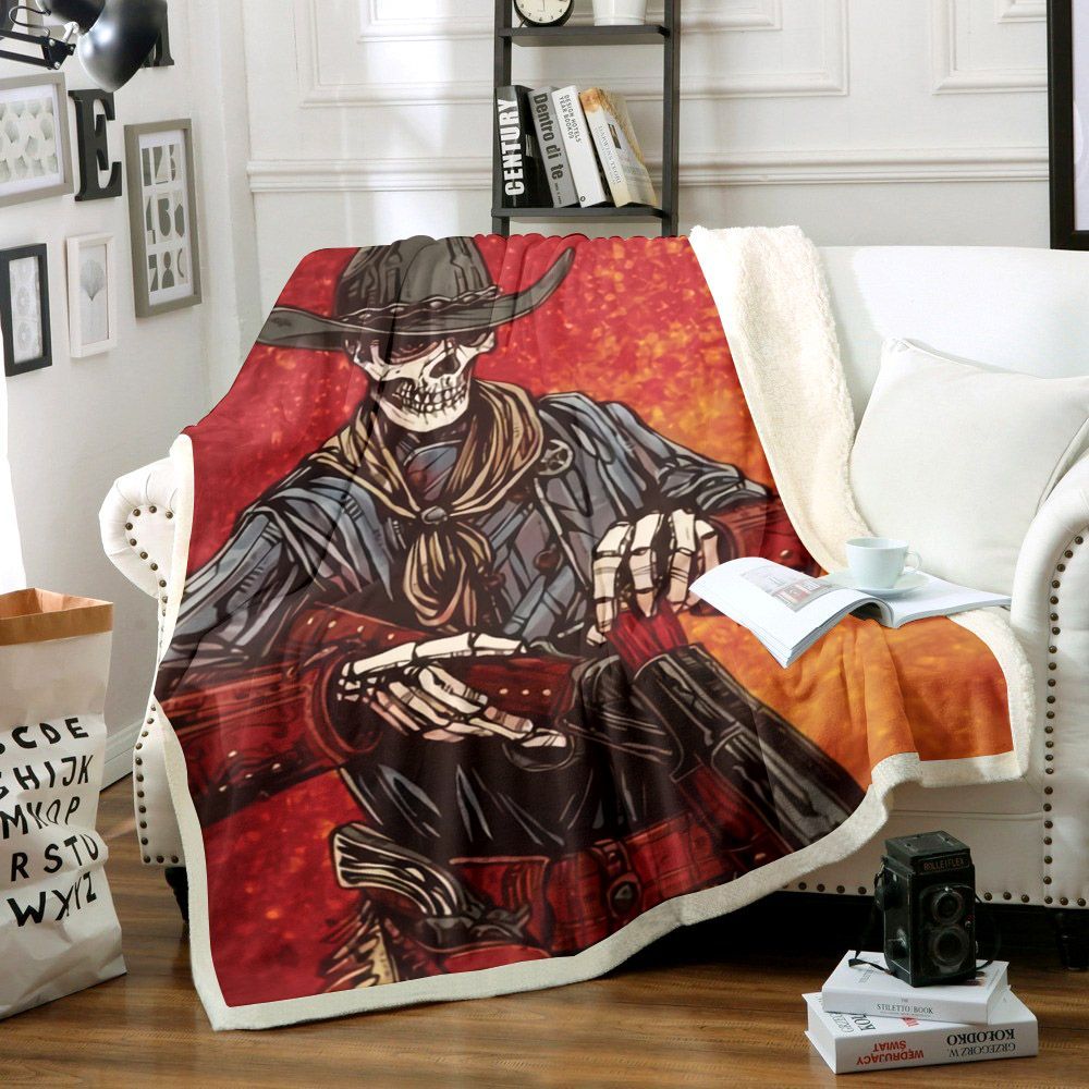 Western Skull Sherpa Fleece Blanket