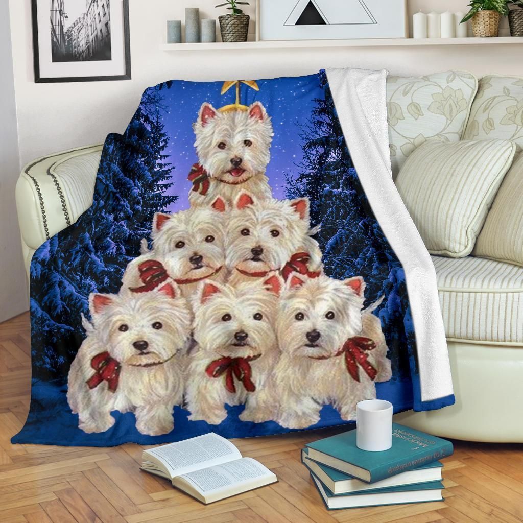 Westie Christmas Tree Sherpa Fleece Blanket