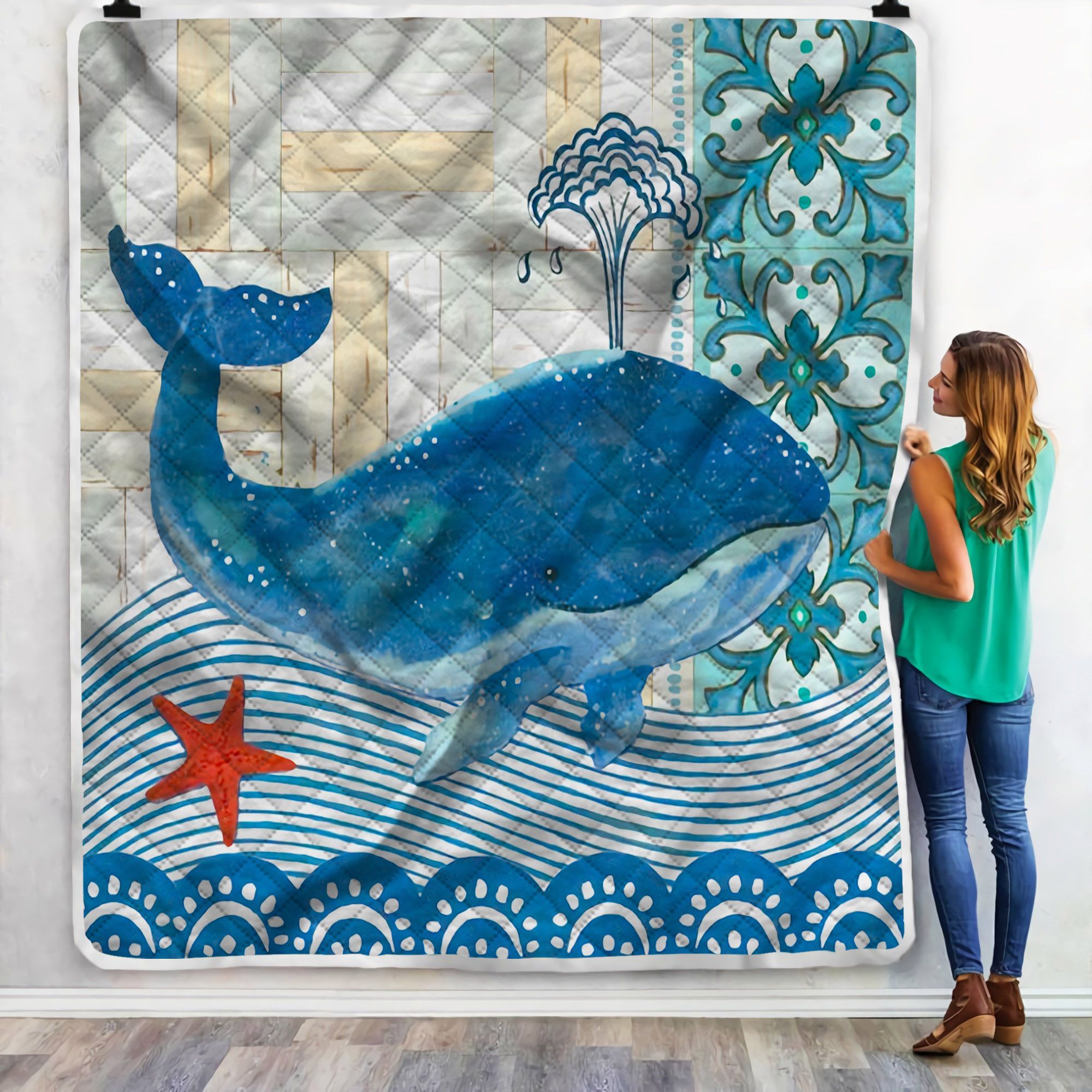 Whale Art Sherpa Fleece Blanket
