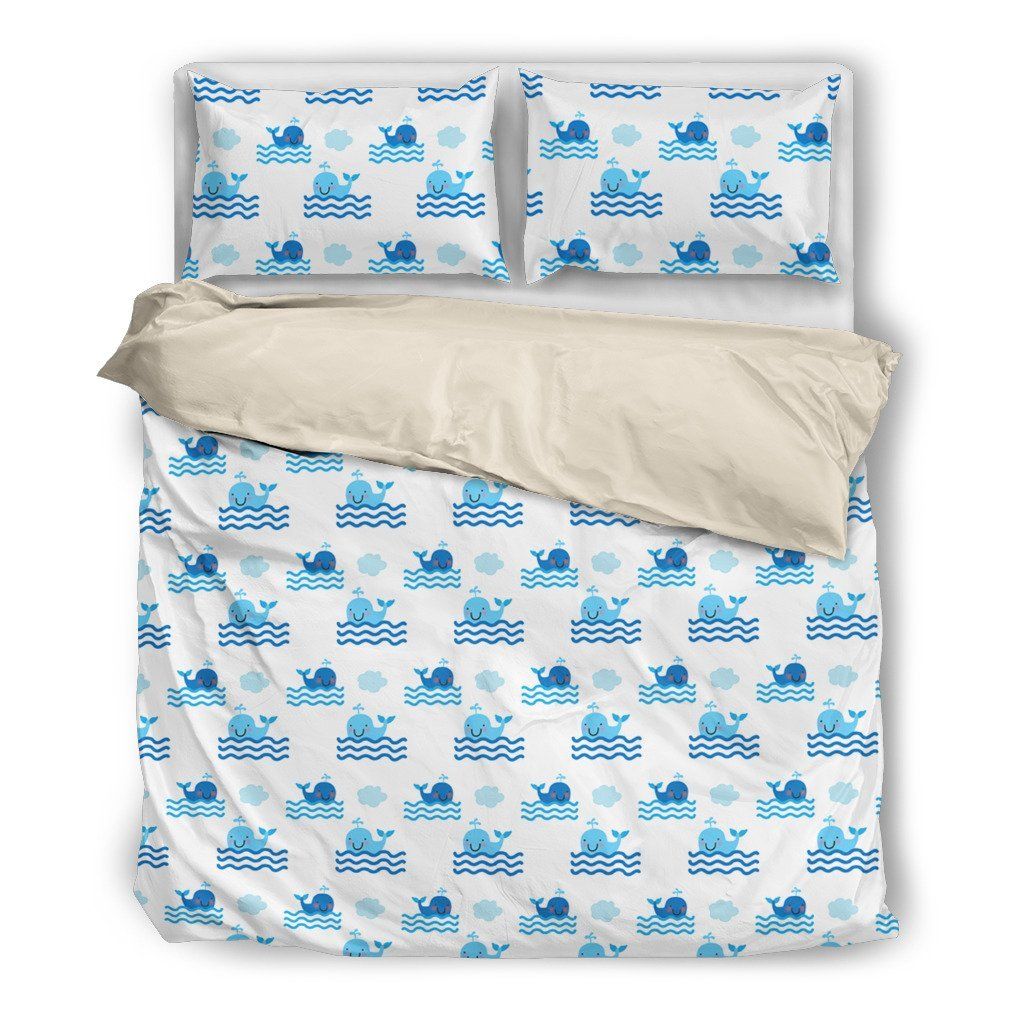 Whale Blue White Beautiful Charming Attractive Cute Bedding Set