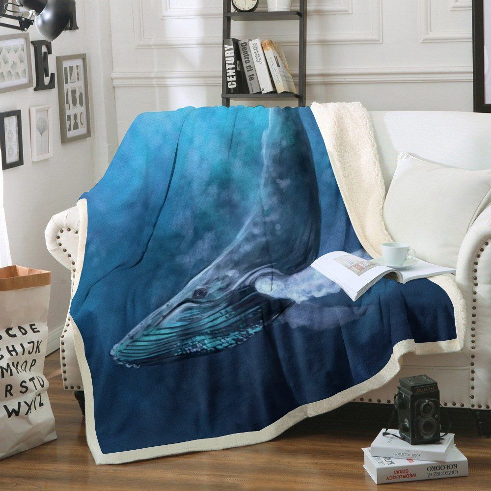 Whale Sherpa Fleece Blanket