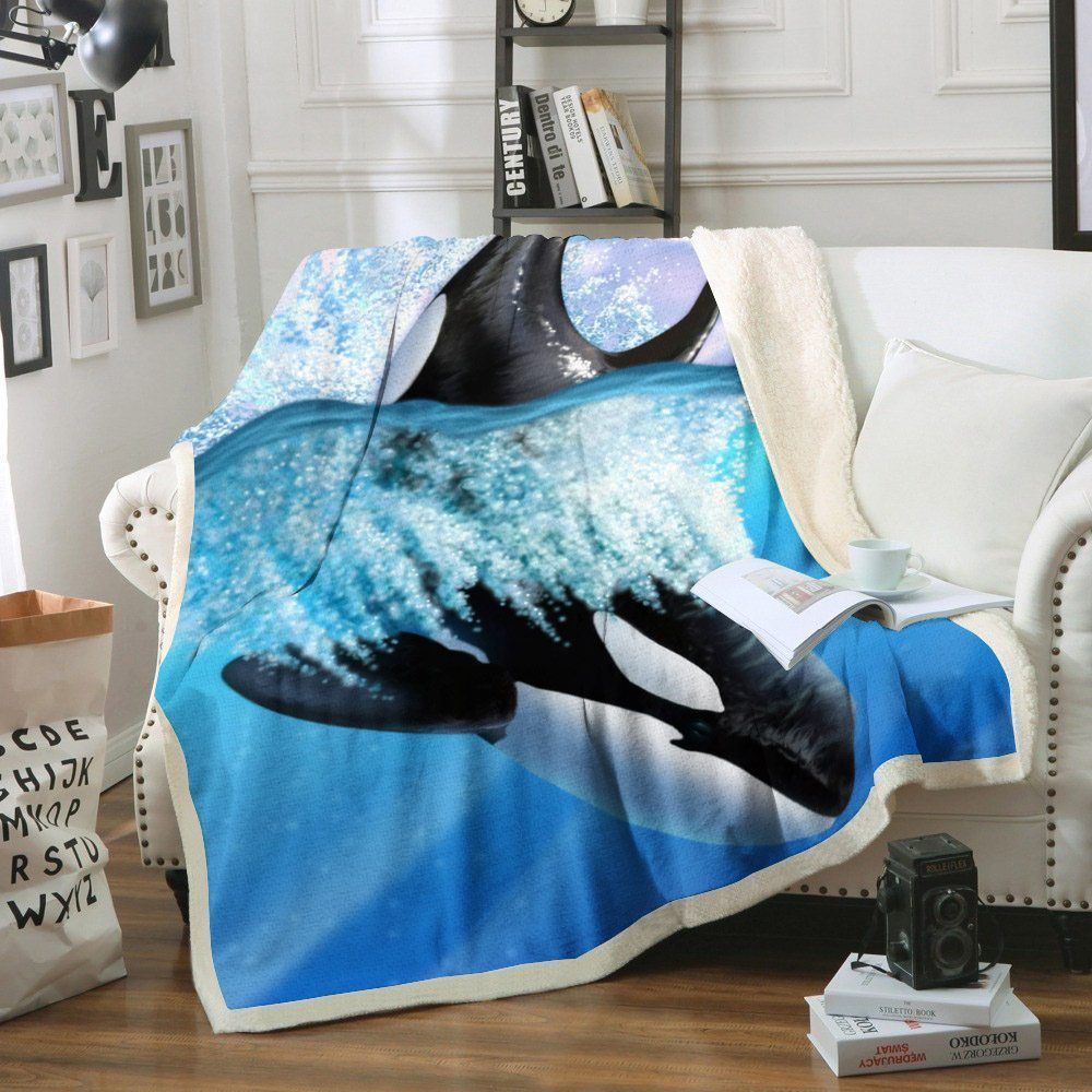 Whale Sherpa Fleece Blanket