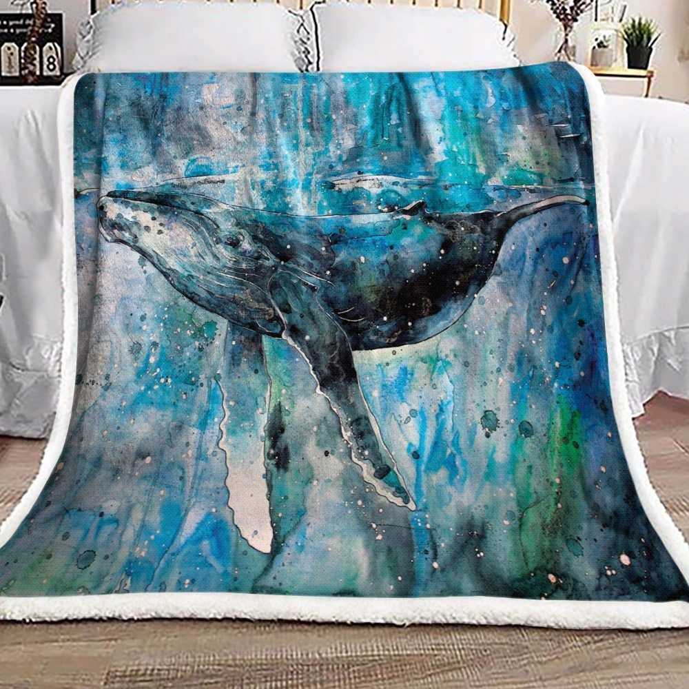 Whale Sherpa Fleece Blanket