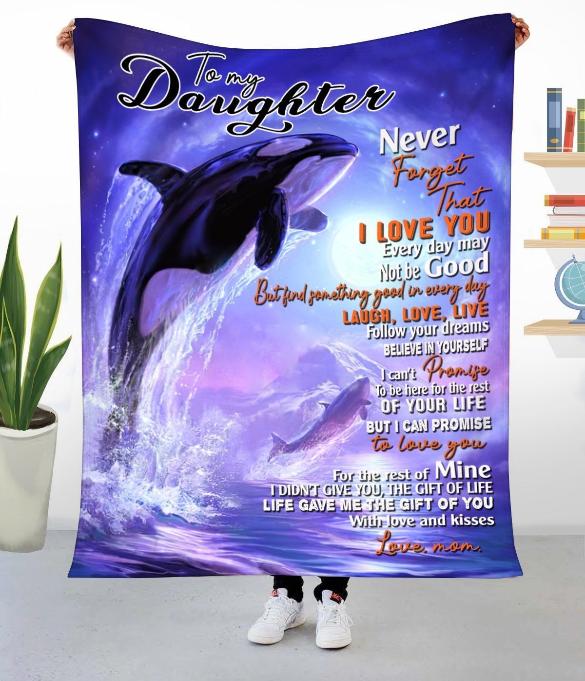 Whale Mom Gift For Daughter Fleece Blanket You Are Good