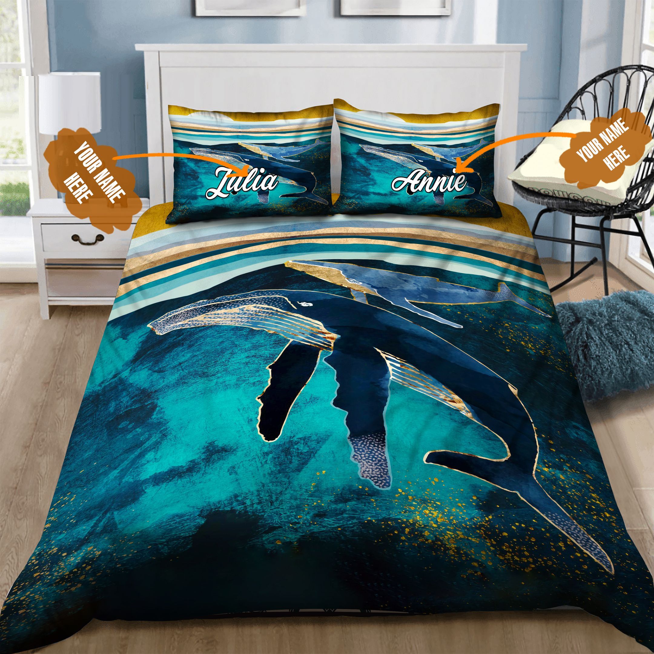 Whale Personalized Bedding Set