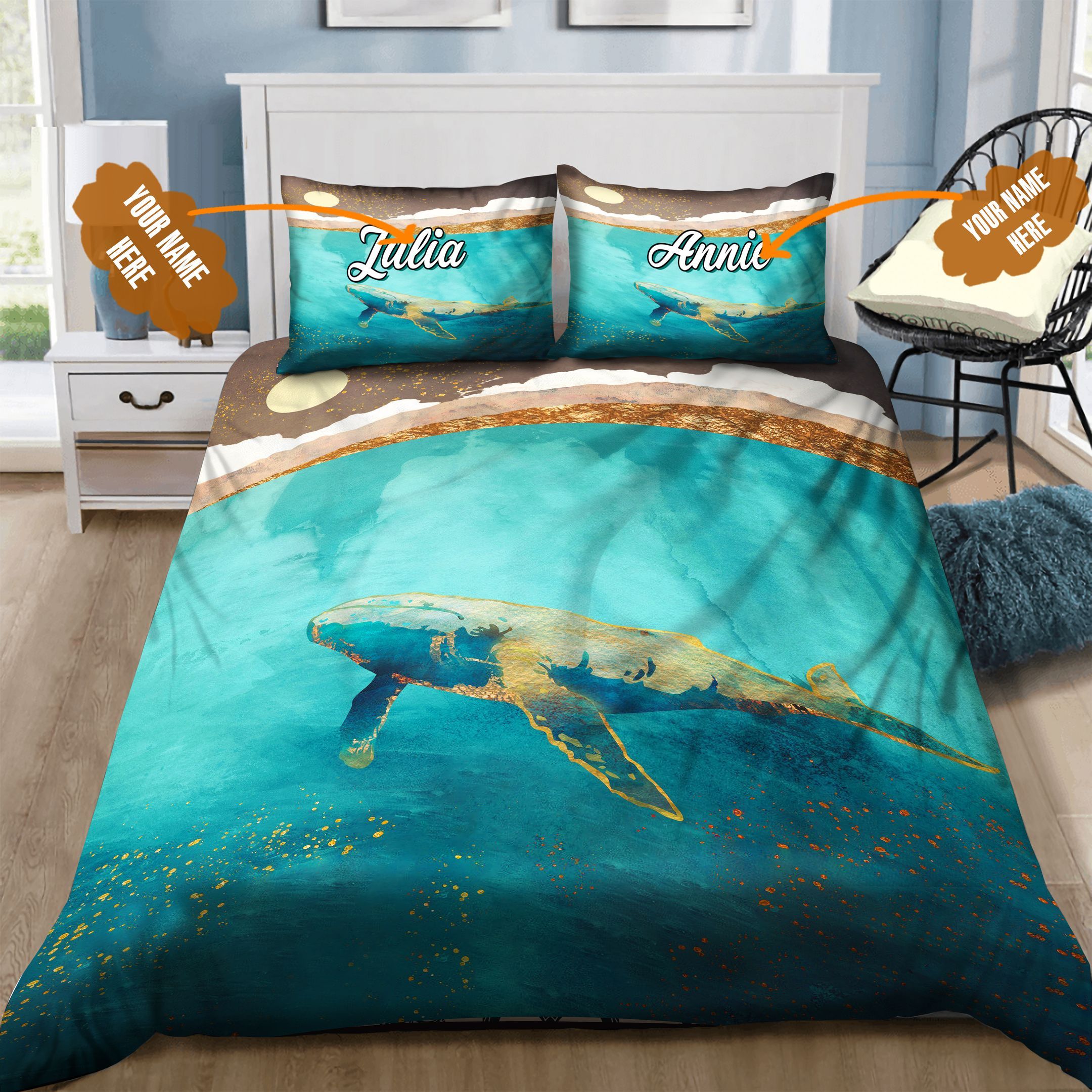 Whale Personalized Bedding Set