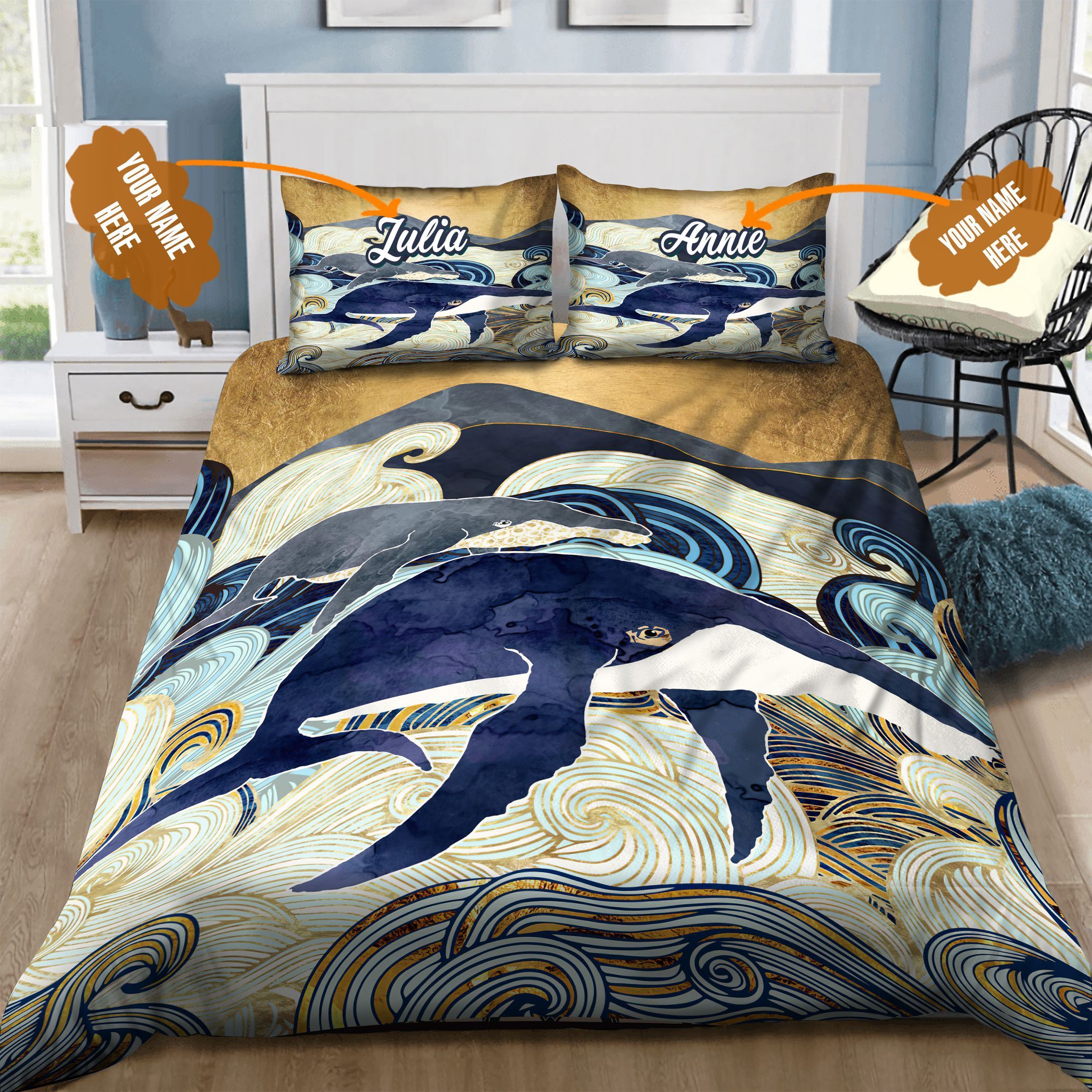 Whale Personalized Bedding Set