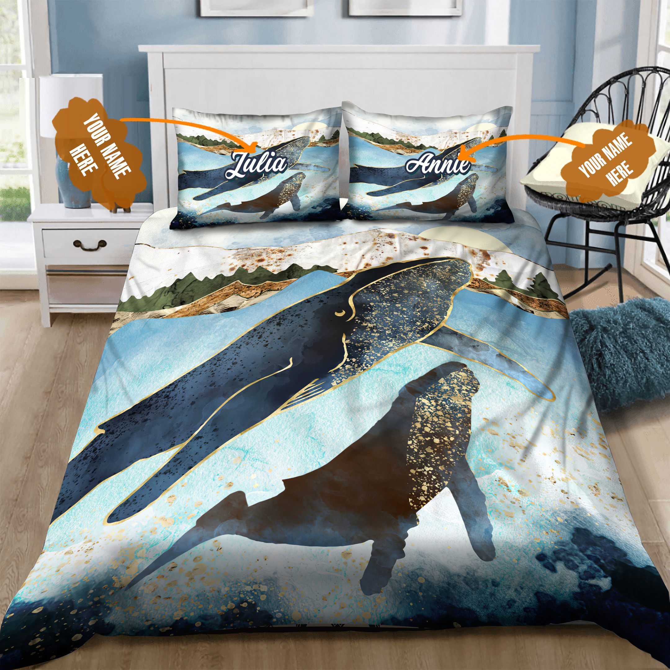 Whale Personalized Bedding Set