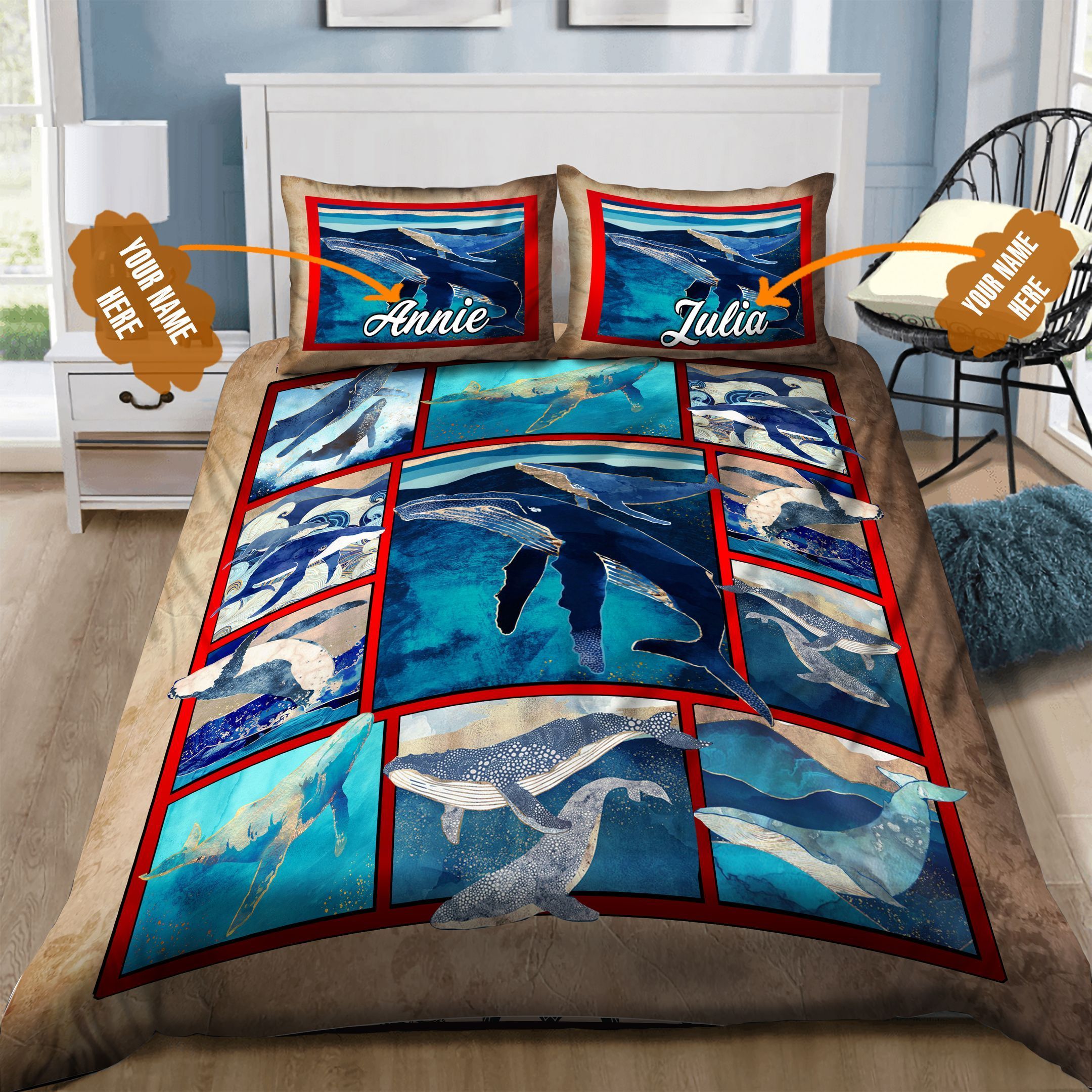 Whale Personalized Bedding Set