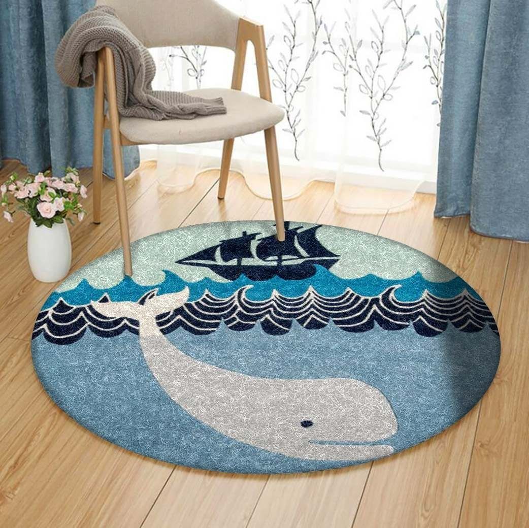 Whales Boat Round Carpet