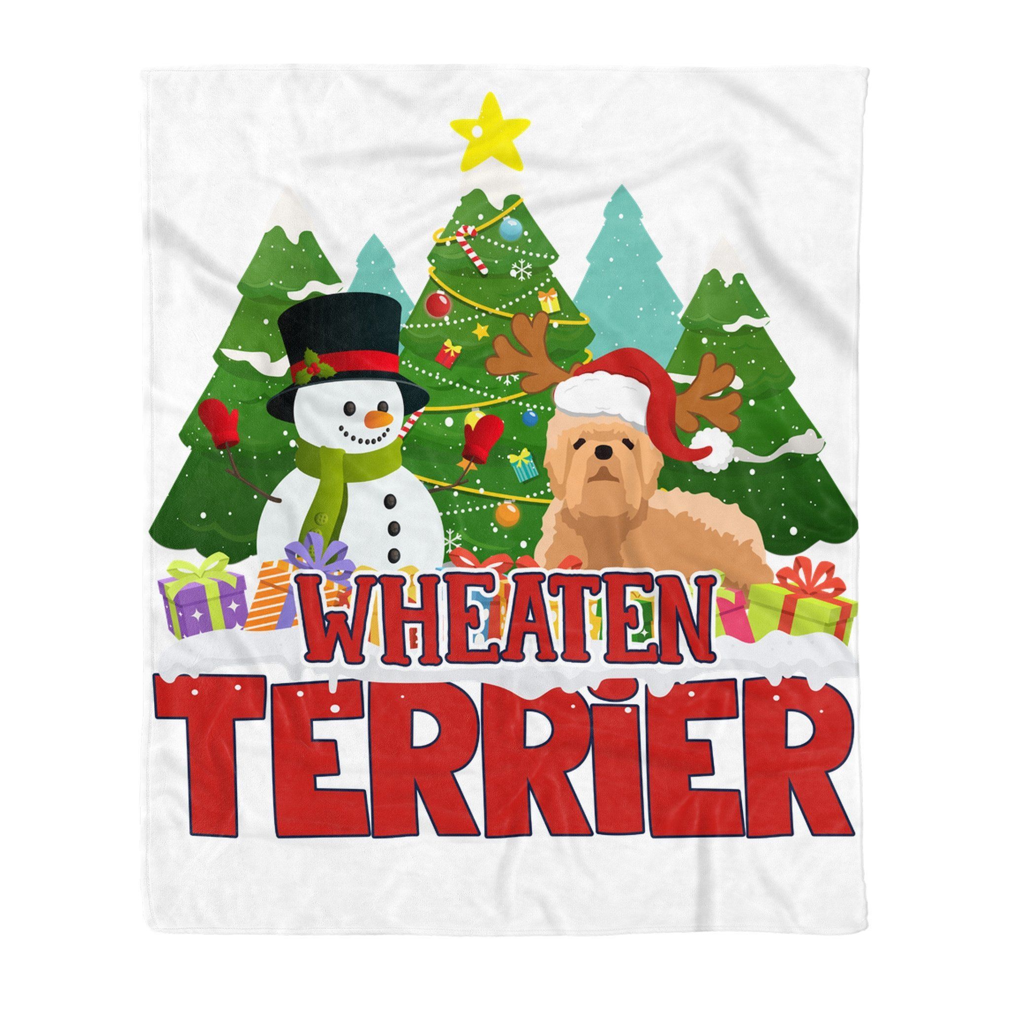 Wheaten Terrier Snowman Christmas Sherpa Fleece Blanket