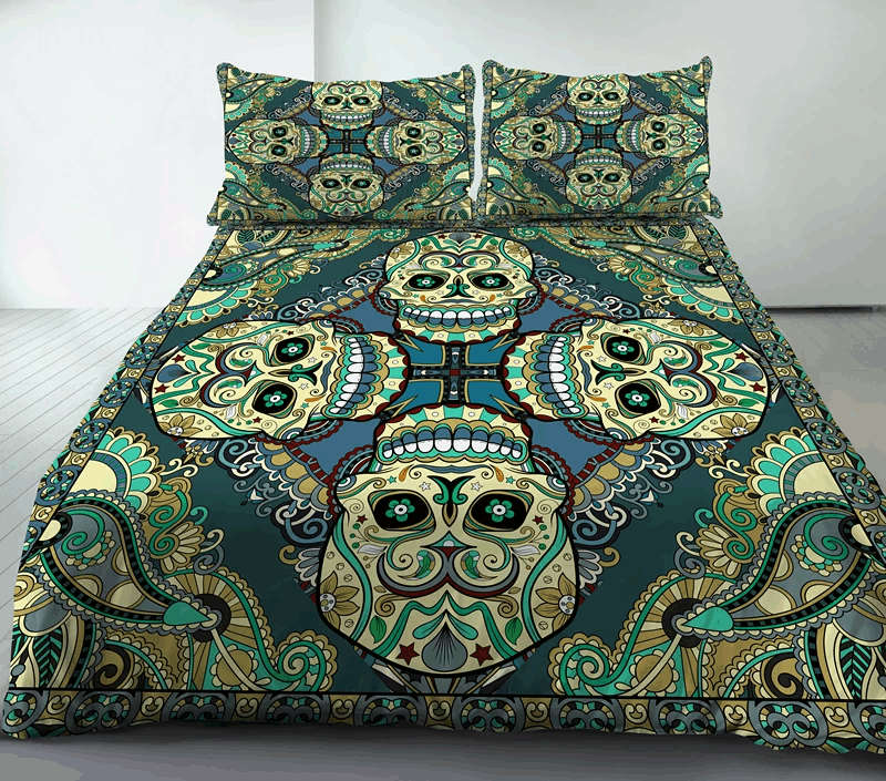 When Boho Met Skull Bedding Set