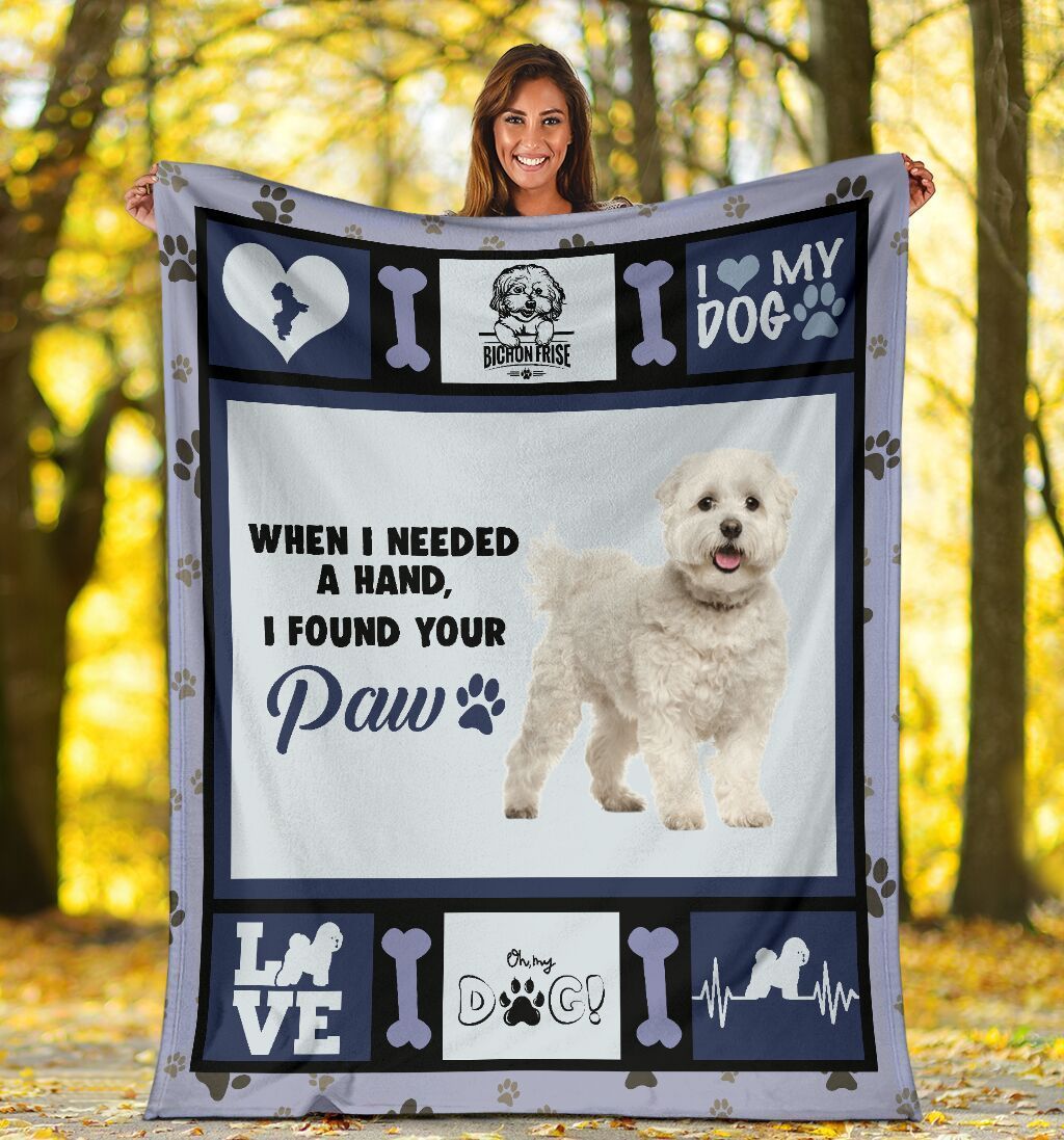 When I Needed A Hand Bichon Frise Dog Printed Fleece Blanket