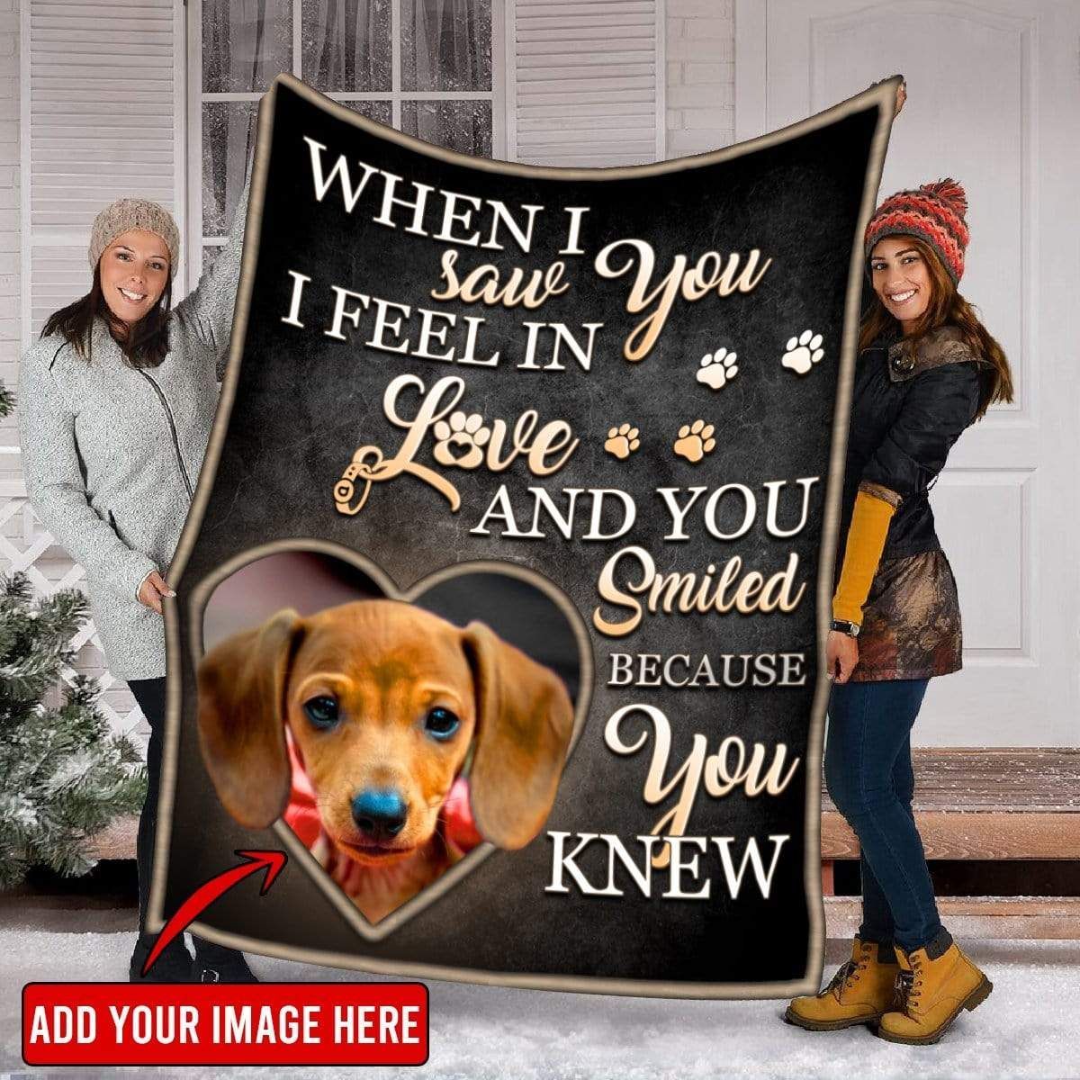 When I Saw You I Feel In Love With You Wiener Dog Fleece Blanket