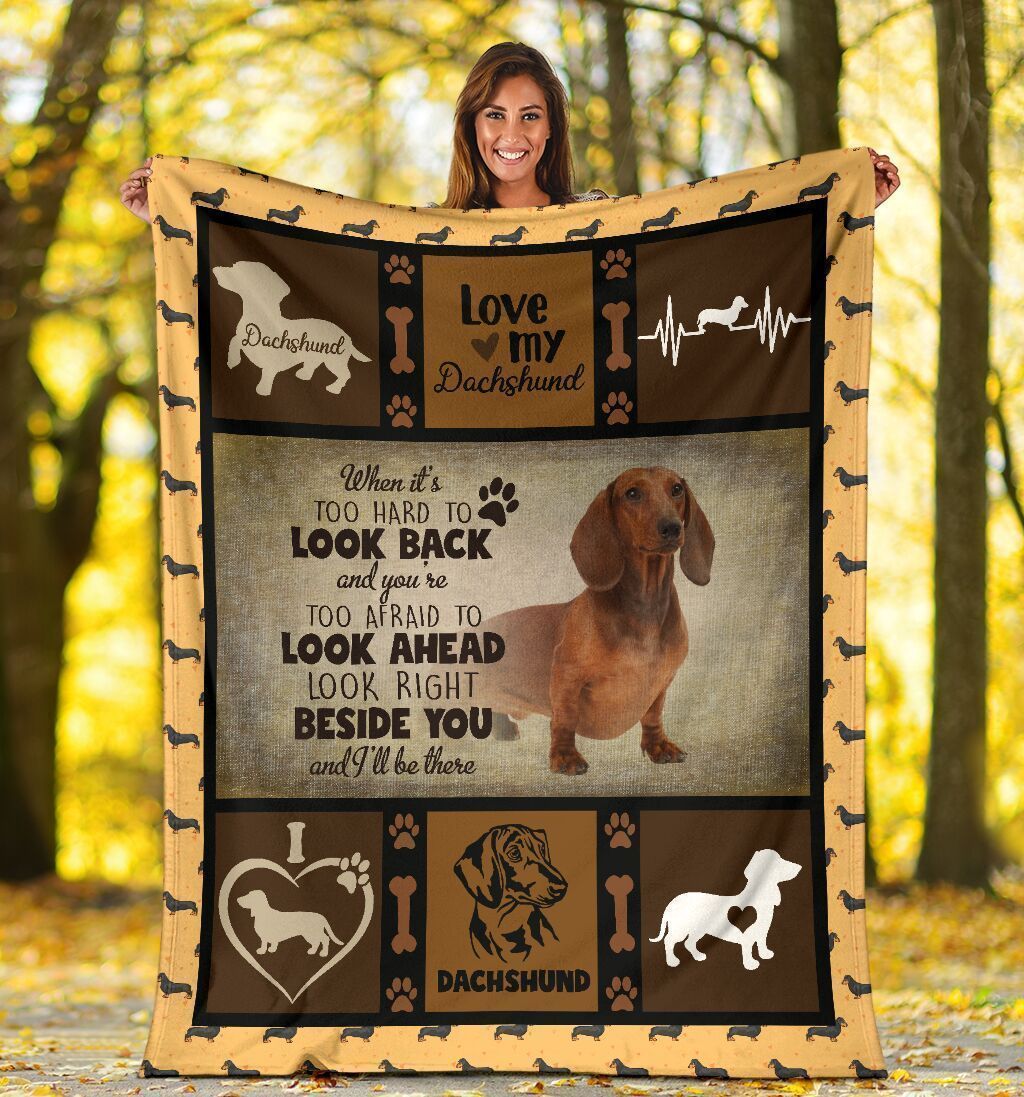 When It’s Too Hard To Look Back Dachshund Dog Fleece Blanket