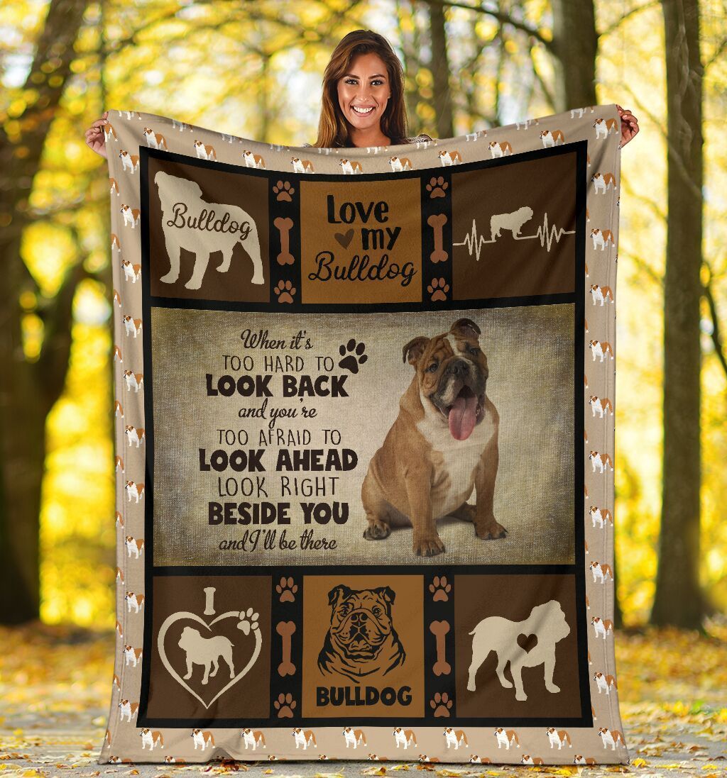 When It’s Too Hard To Look Back English Bulldog Dog Fleece Blanket