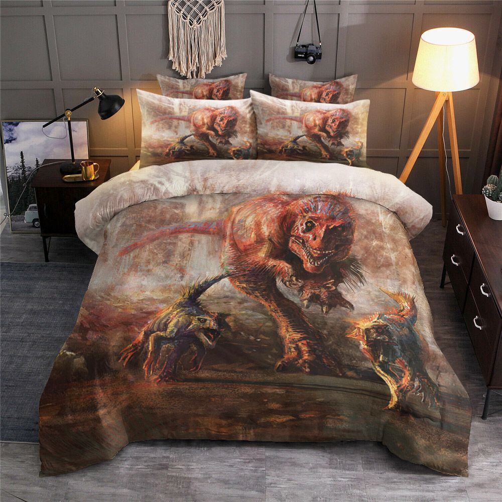 When The Red T Rex Hunting With Family Bedding Set