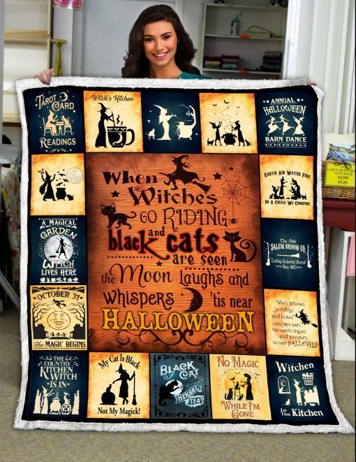 When Witches Go Riding And Black Cats Are Seen Sherpa Fleece Blanket