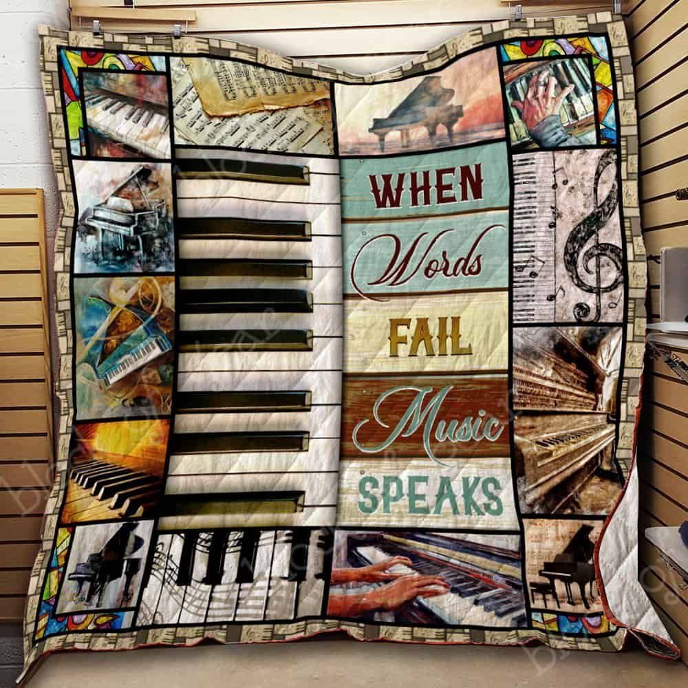 When Words Fail Music Speaks Piano Quilt Blanket ABC24104697