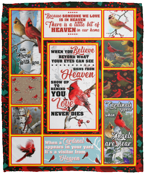 When You Believe Beyond What Your Eyes Can See Heaven Signs Cardinal Sherpa Fleece Blanket