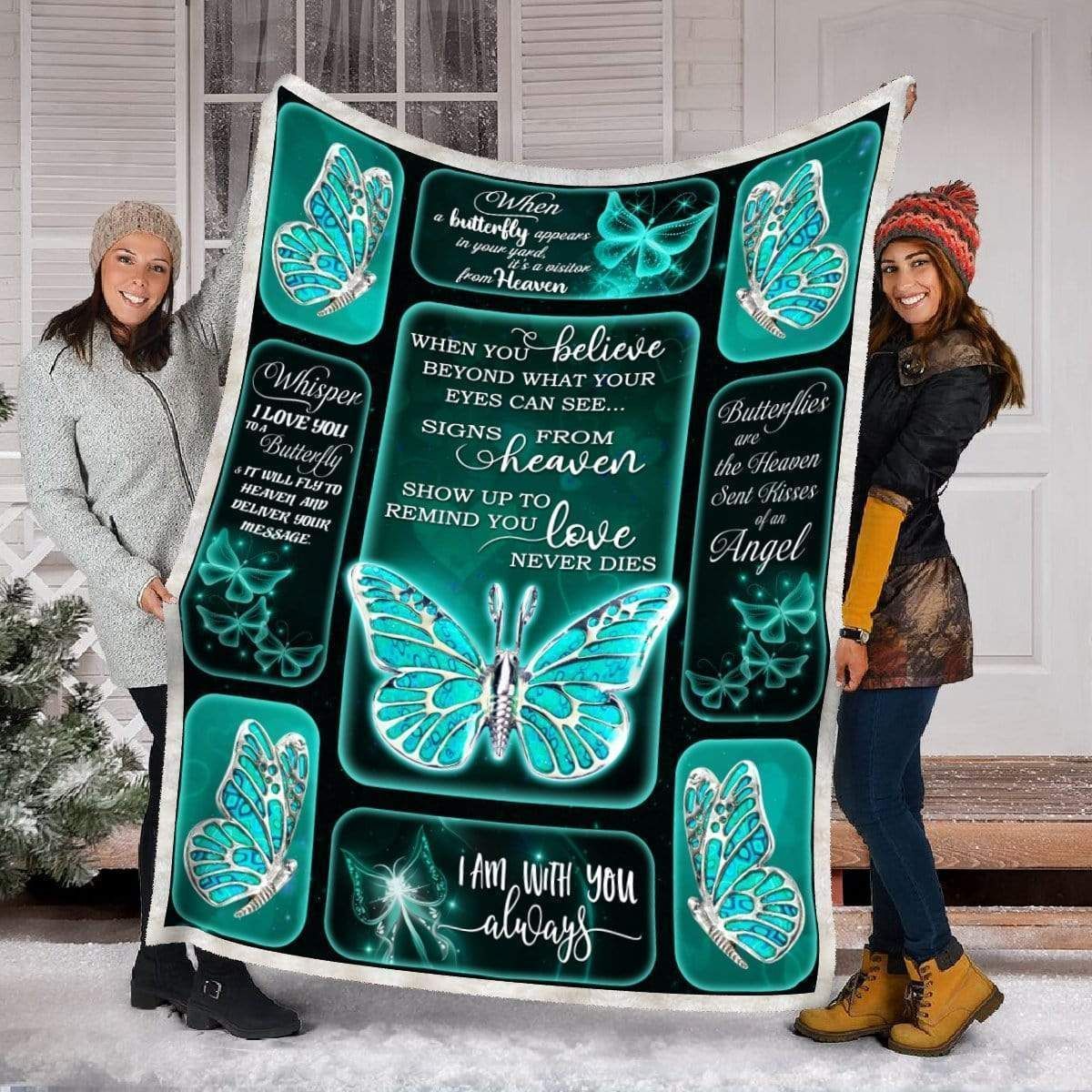 When You Believe Blue Butterfly Fleece Blanket Gift For Women