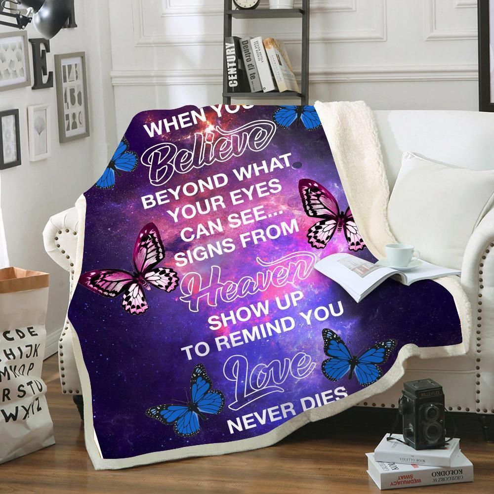 When You Believe Butterfly Print Fleece Blanket