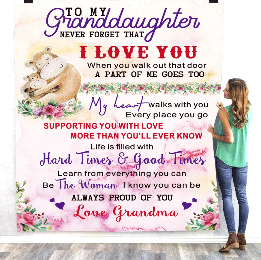 When You Walk Out That Door Grandma Gift For Granddaughter Fleece Blanket