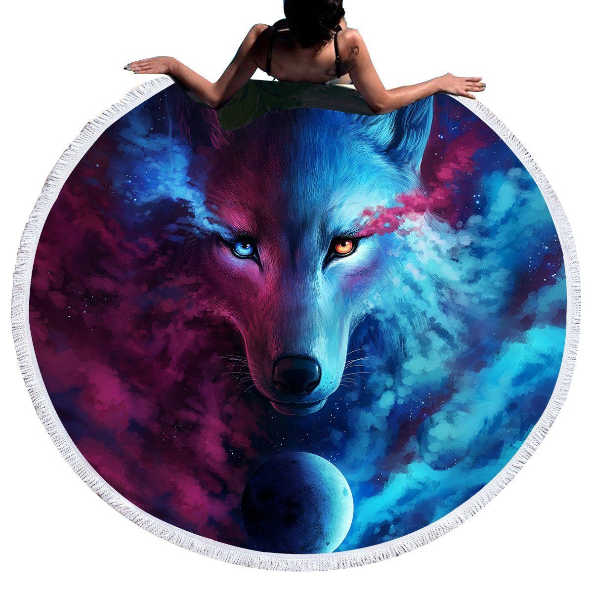 Where Light And Dark Meet By Jojoes Printed Round Beach Towel