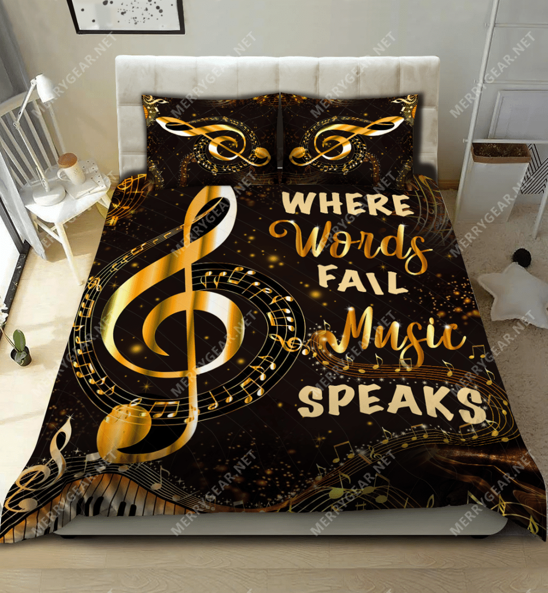 Where Words Fail Music Speaks Bedding Set