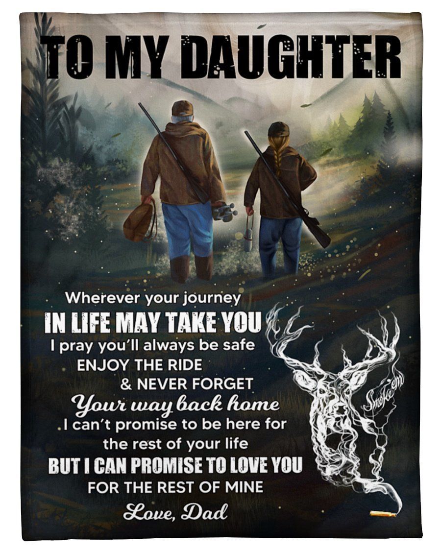 Wherever Your Journey In Life Deer Dad To Daughter Fleece Blanket Fleece Blanket