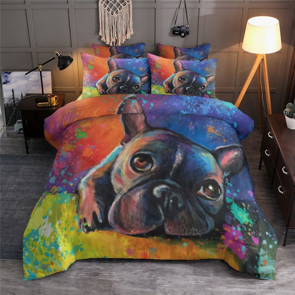 Whimsical Colorful French Bulldog Bedding Set