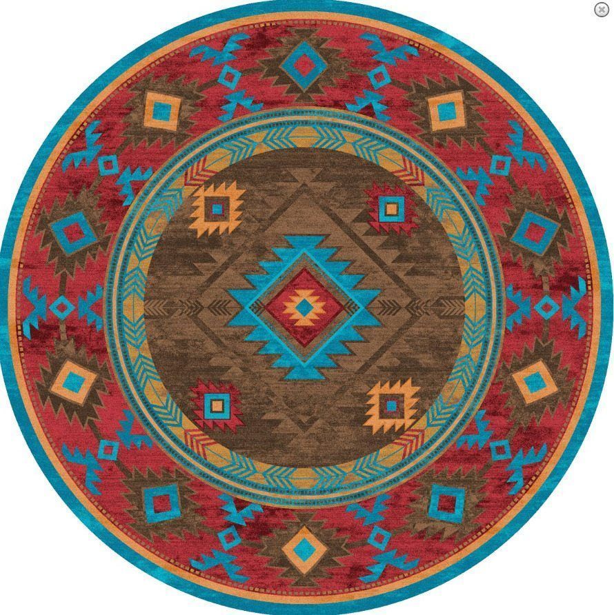 Whiskey River Turquoise Round Carpet