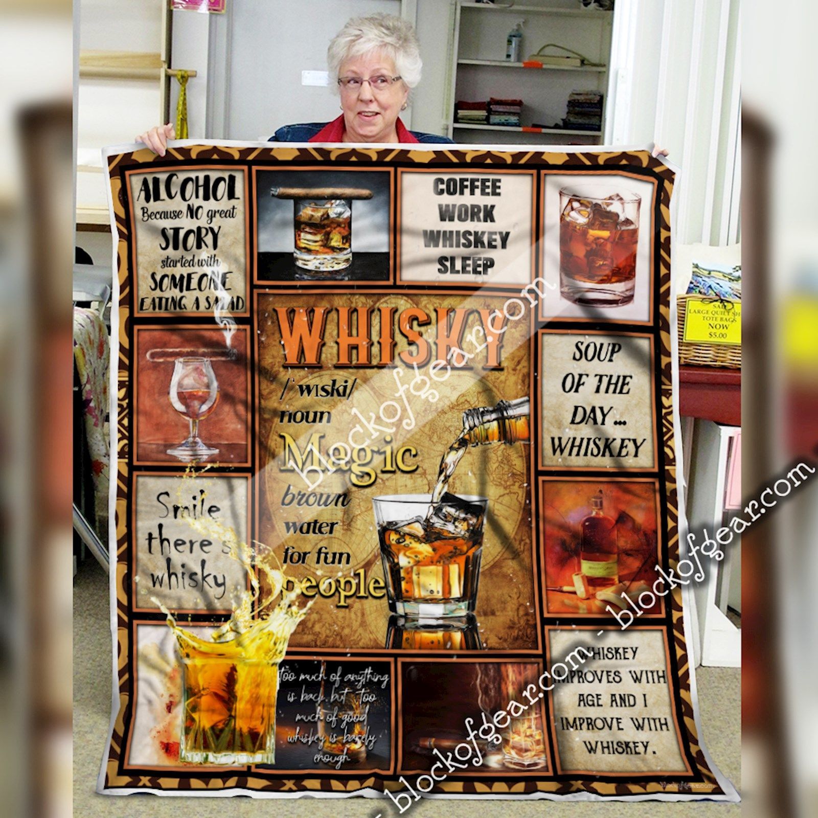 Whisky Magic Brown Water For Fun People Sherpa Fleece Blanket