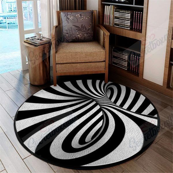 White And Round Carpet