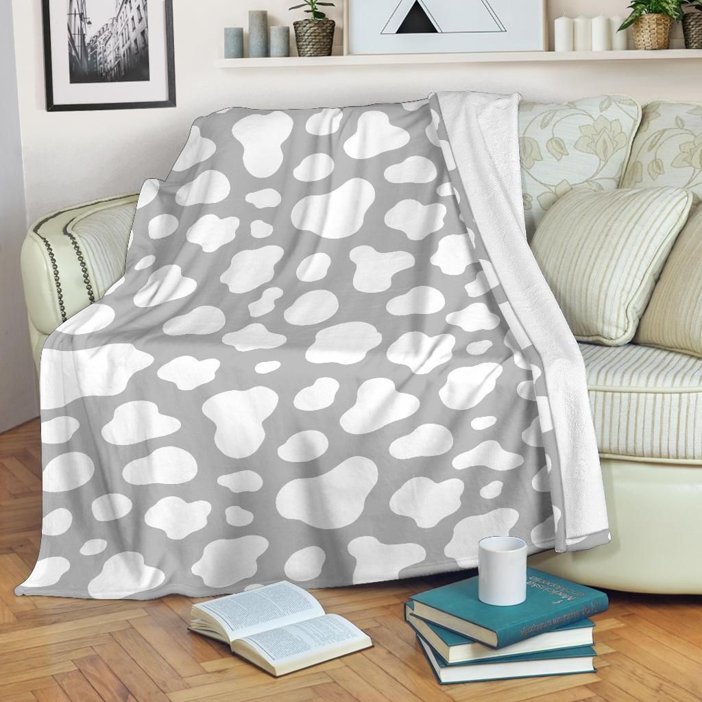 White And Grey Cow Sherpa Fleece Blanket