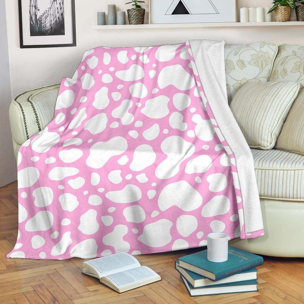 White And Pink Cow Sherpa Fleece Blanket