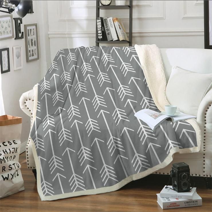 White Arrow Sherpa Fleece Blanket