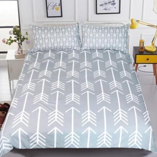 White Arrows Gray Background Bedding Set
