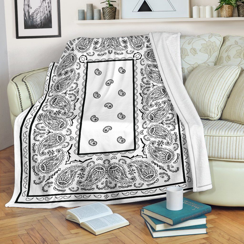 White Bandana Sherpa Fleece Blanket